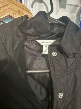 Maurices Black Quilted Zip Jacket